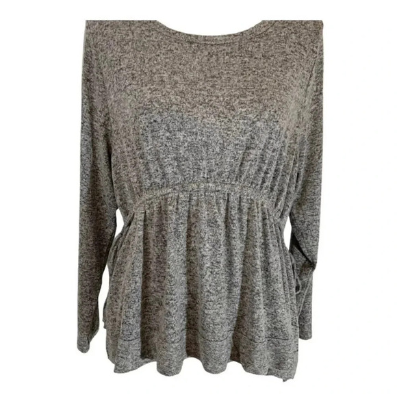 Caslon Grey Heather Peplum Crewneck Sweater size S - Picture 5 of 13